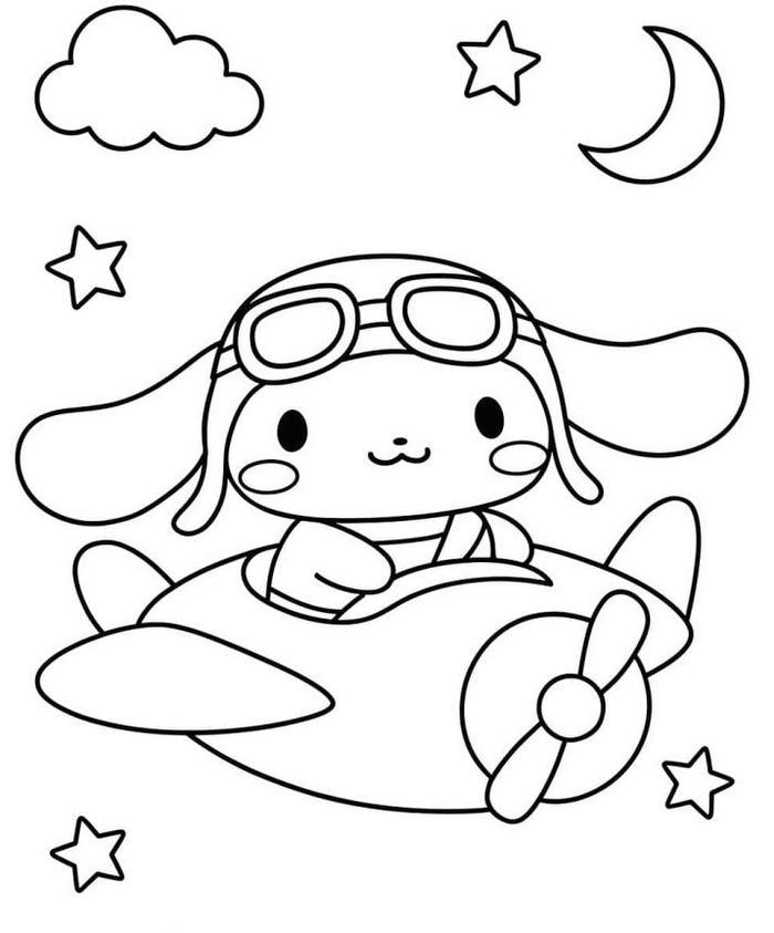 Trang phục mới tạo nét riêng cho tranh tô màu Cinnamoroll thay đồ