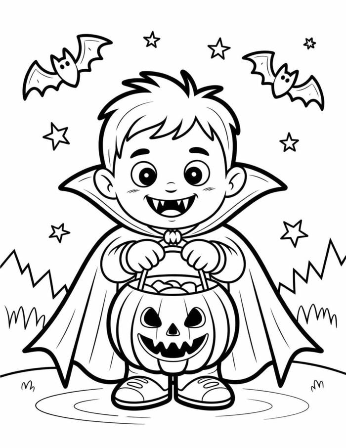 Tranh Halloween đen trắng vẽ phù thủy cưỡi chổi bay