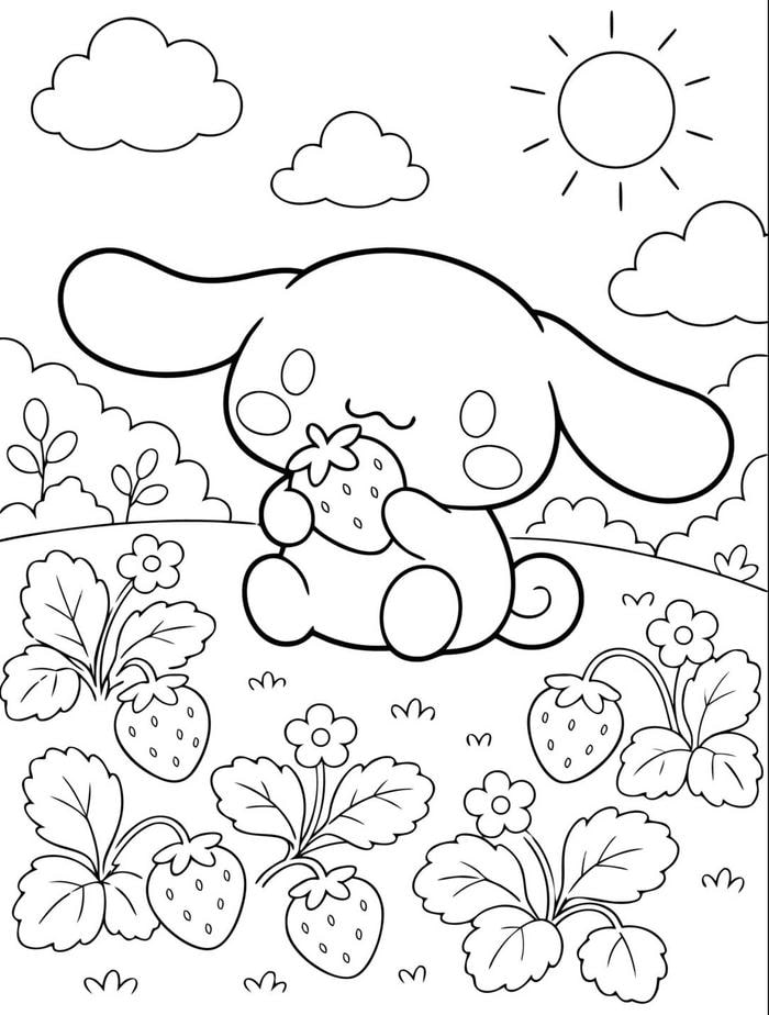 Tranh tô màu Cinnamoroll thay đồ với trang phục phù hợp cho bé