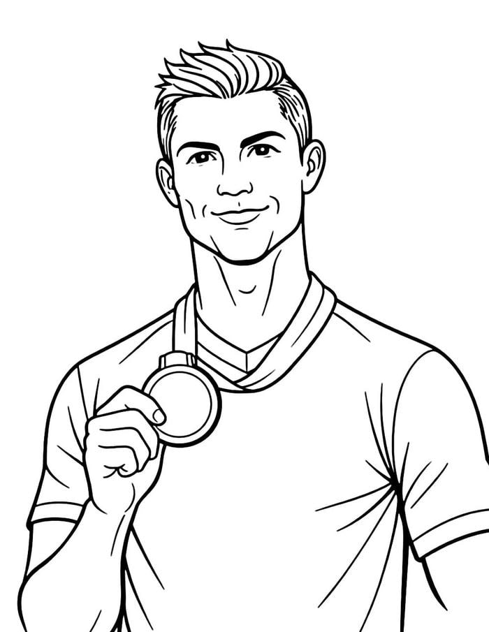 Tranh tô màu Ronaldo dành cho bé yêu thích bóng đá
