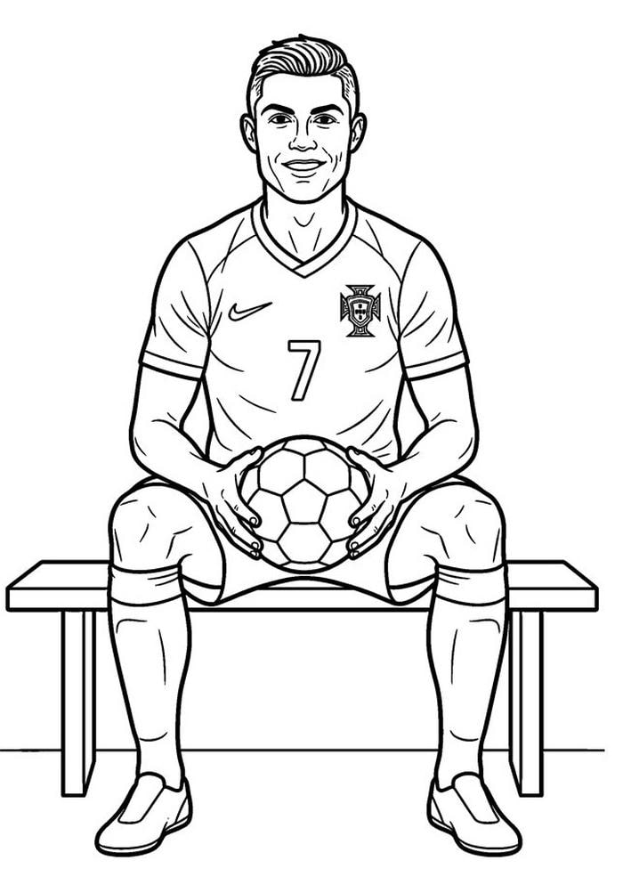 Tranh tô màu Ronaldo với tư thế ăn mừng quen thuộc