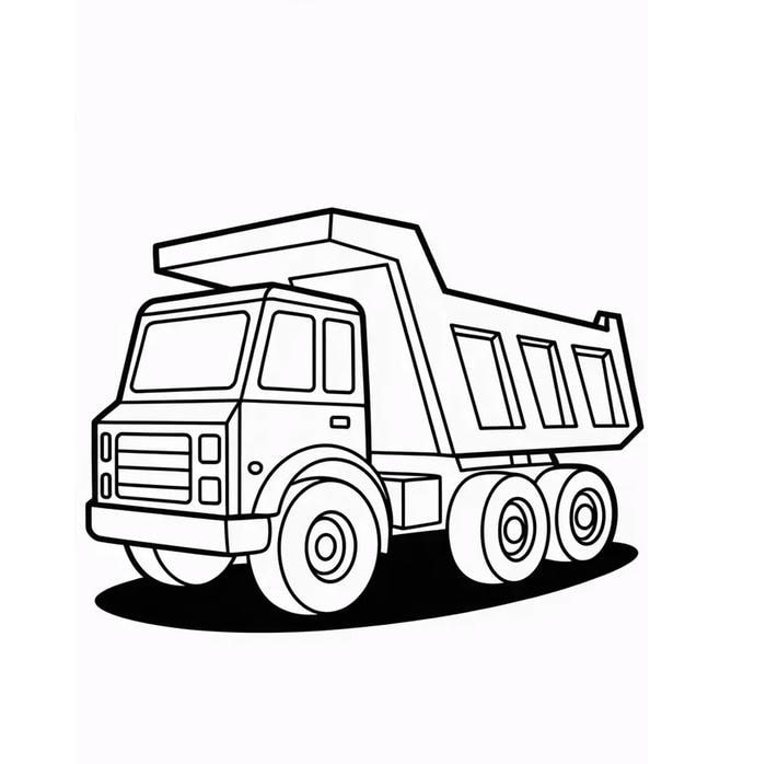 Tranh tô màu xe tải có bánh xe tròn cân đối