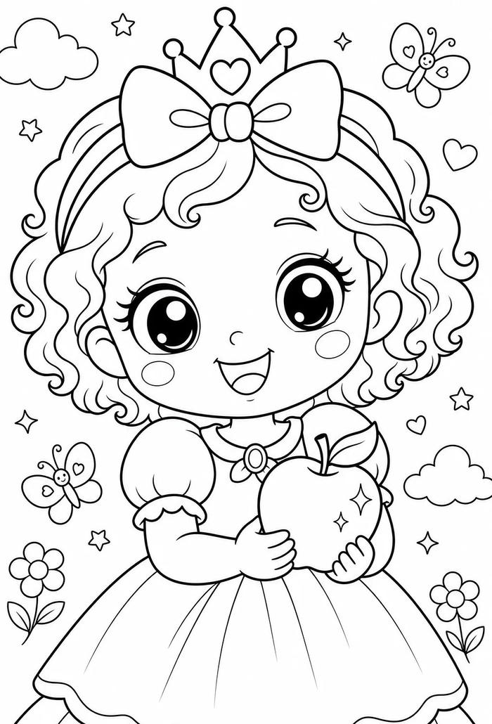 mẫu tô màu công chúa cực cute