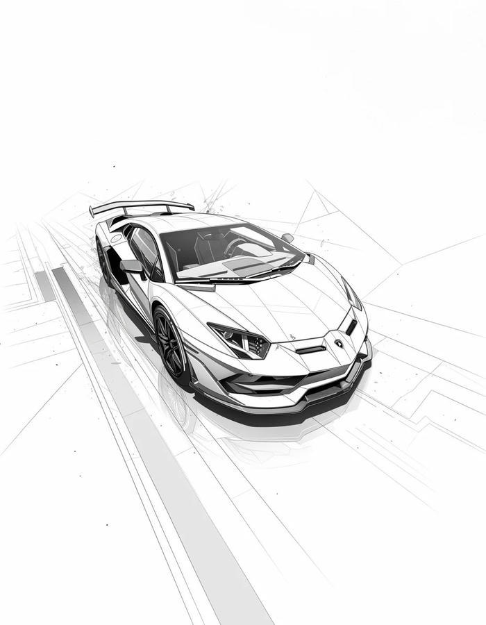 tranh tô màu xe đua lamborghini cho trẻ em