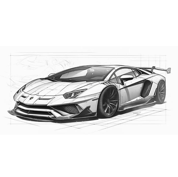 tranh tô màu xe đua lamborghini dễ tô