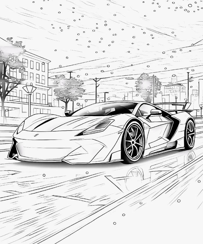 tranh tô màu xe đua lamborghini giúp bé rèn khả năng quan sát