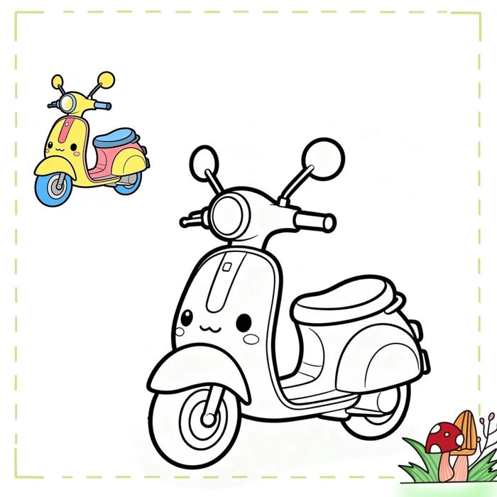 tranh tô màu xe máy cho bé yêu thích phương tiện